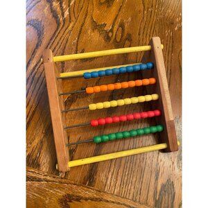 Vintage Sandberg Wooden Abacus With Colorful Beads For Counting & Learning
